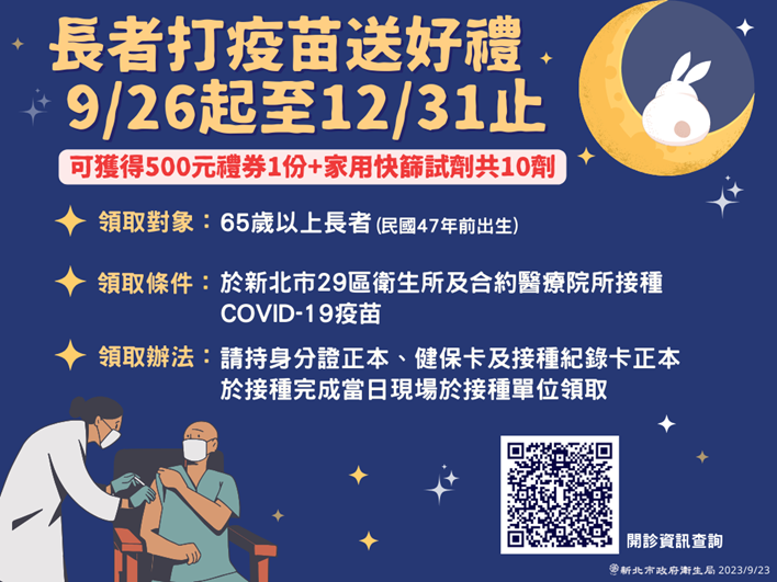 長者打疫苗送好禮 9/26起至12/31止